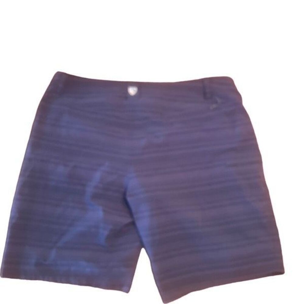 Kuhl Upriser Shorts Mens 40 Blue Stripe Stretch Cargo Hike Perforated Vented